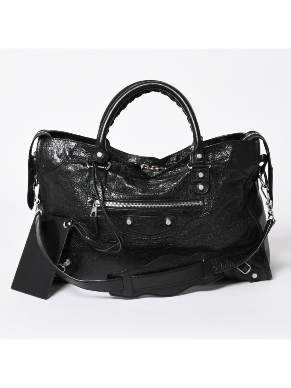 Balenciaga the Giant City 2-Way Shoulder Bag Black Silver